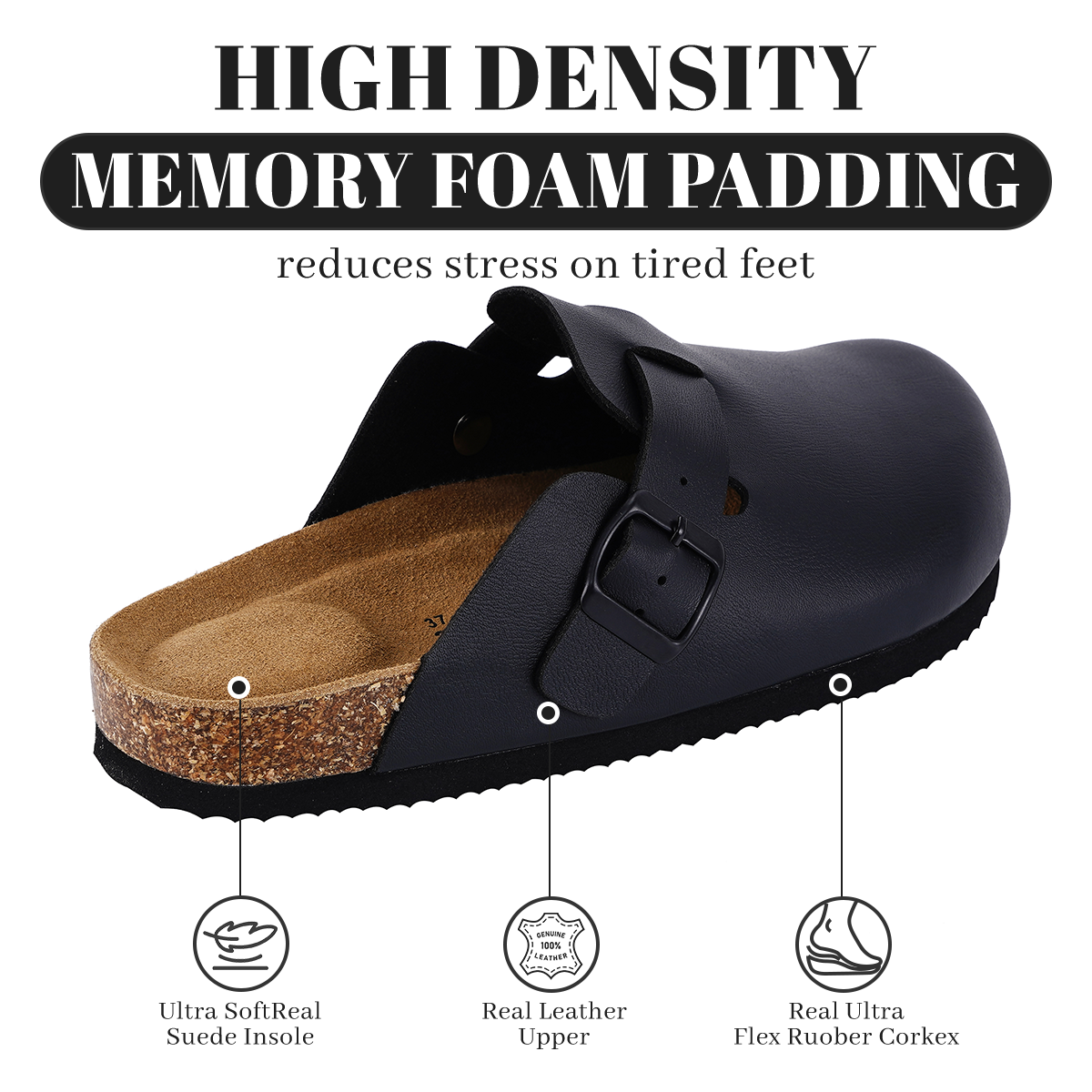 SUFU hot Sales Cork Mules Slippers For Women Fashion Leather Clogs Shoes Classic Cork Antislip Outdoor Slippers