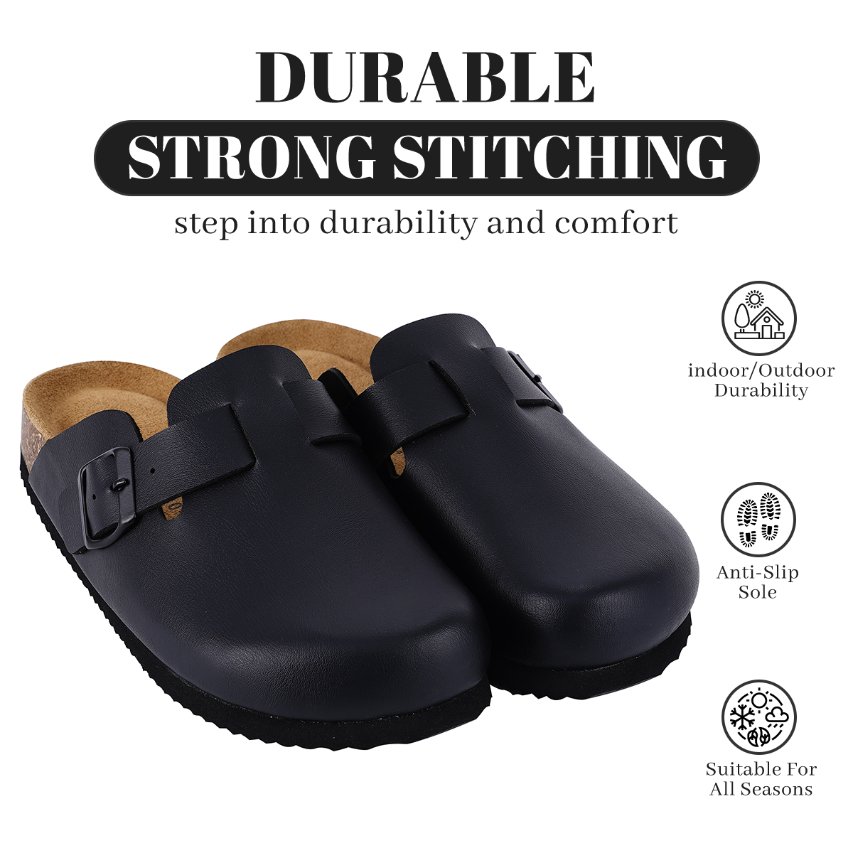 SUFU hot Sales Cork Mules Slippers For Women Fashion Leather Clogs Shoes Classic Cork Antislip Outdoor Slippers