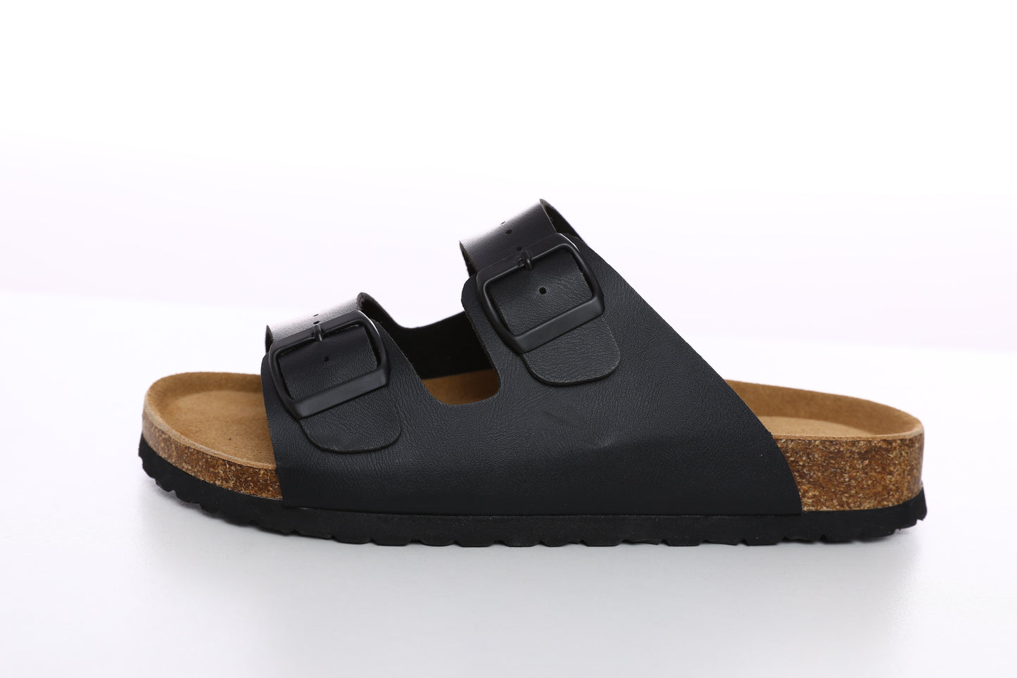 SUFU Women’s Summer Sandals Comfortable Soft Lightweight Open Toe in Classic Black PU Leather