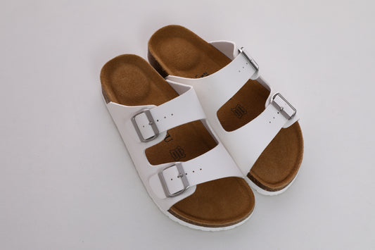 SUFU Fashion Cork Slides for Women Comfortable Couple Beach Shoes Casual Outdoor Slippers White Sandals