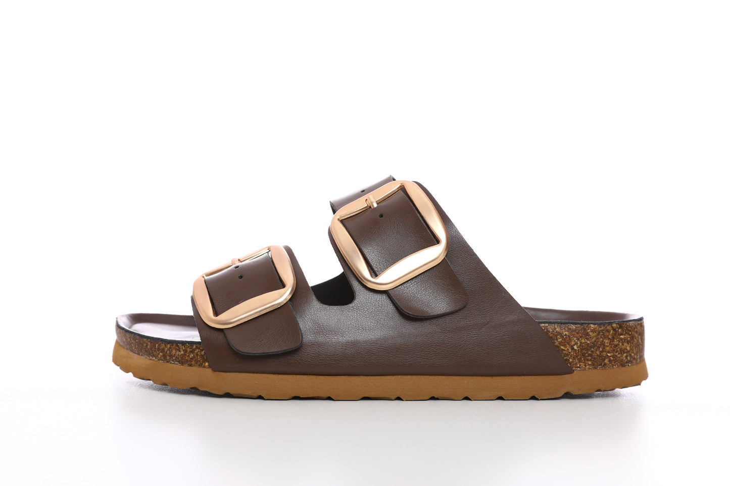 SUFU Women Brown Sandals Summer Slippers Comfortable Arch Support Indoor Outdoor Leisure Shoes PU Leather Footwear