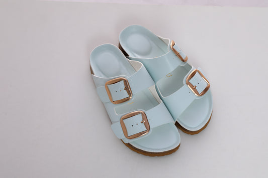 SUFU Autumn New Women's Cork Footbed Sandals Breathable Slippers Couple Beach Shoes Outdoor Leisure Wear Blue Sandals